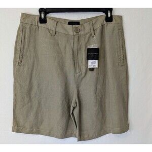 Magaschoni Men’s European Linen Shorts Beige Khaki Size 33 $58 MSRP